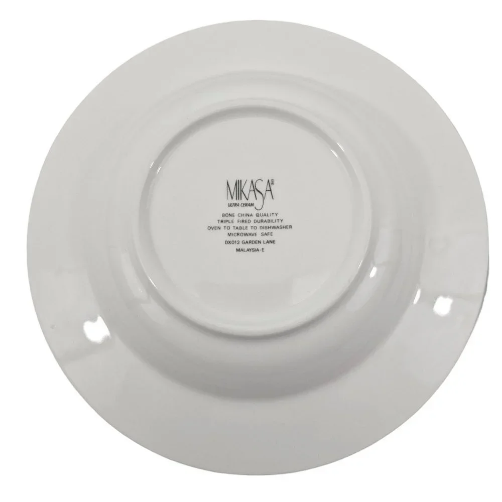 Mikasa Ultra Cream DX012 Garden Lane Vegetable Rim 9.25” Soup Salad Bowls - 4 PC